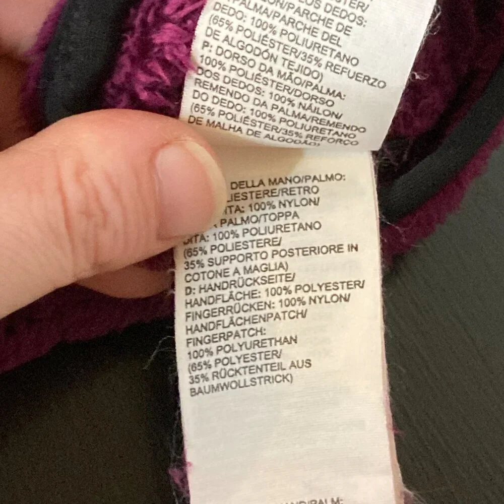 The North Face Girl's Denali Thermal Gloves - Purple /Black W/ Logo - Size L